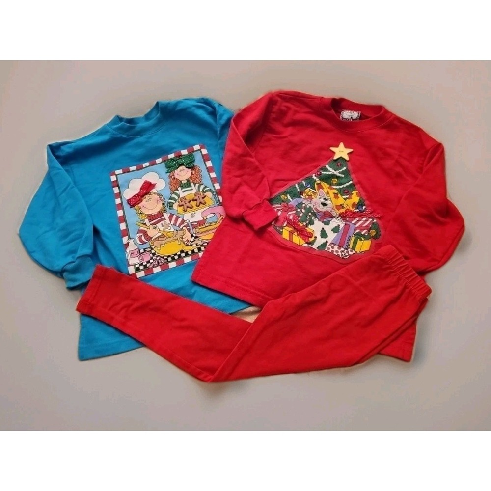 2 Vintage Girl's Zoodles 5/6 Christmas Tunic Shirts And 1 Leggings Y2K VGUC